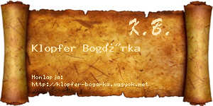 Klopfer Bogárka névjegykártya